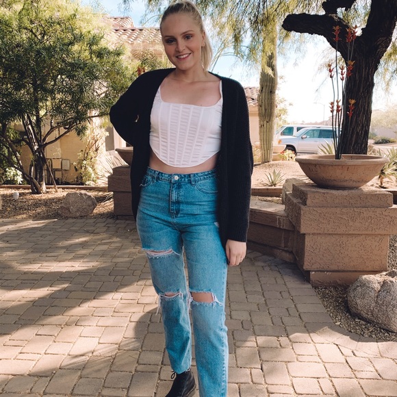 Stassie x missguided light blue wrath highwaisted slash straight leg jeans x Clearance